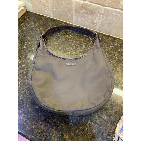 Kate Spade Flatiron Nylon Bag Purse Hobo Brown EUC - Picture 1 of 9